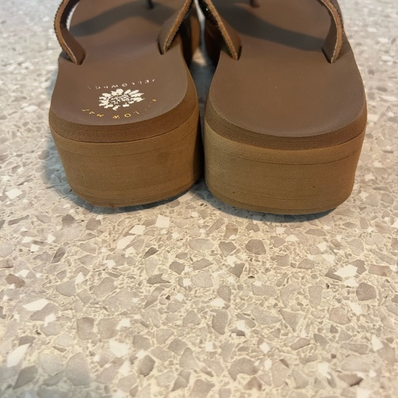 Yellow box Flatform Sandal Brown Bejeweled size 8 Leather upper - Picture 6 of 11